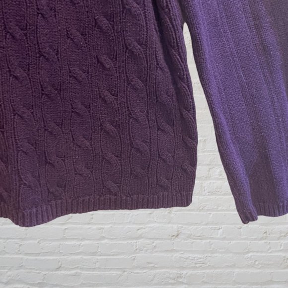 VINTAGE VILLAGER SPORT (LIZ CLAIBORNE) -- Sweater, Purple Cable Knit Long Sleeve - Picture 7 of 12